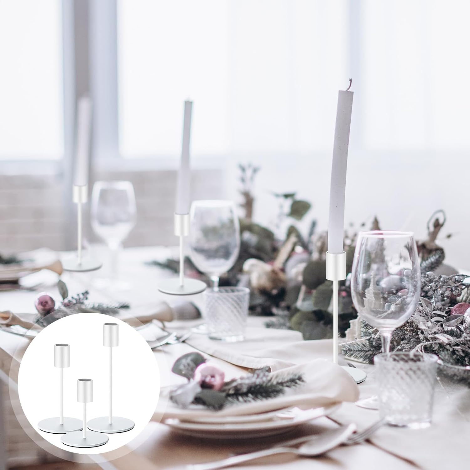 Sieral Candle Holders Bulk Taper Candlesticks Holders Set Modern Decorative Metal Candelabras for Wedding Anniversary