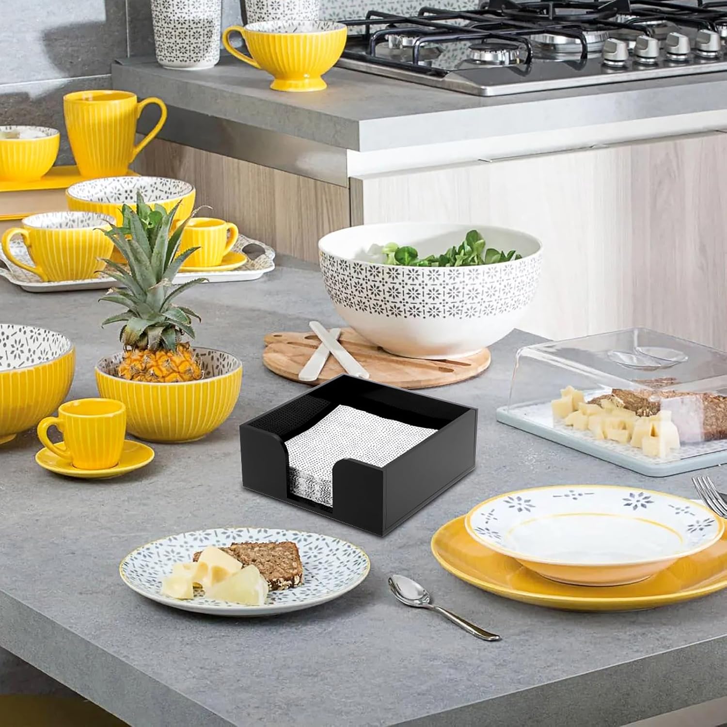Square Acrylic Napkin Holder / Cocktail / Black