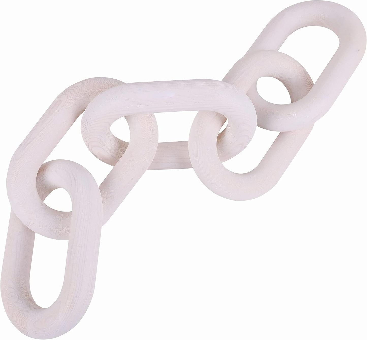 White Wood Chain Link Decor / White-5 / 22"D x 3.9"W