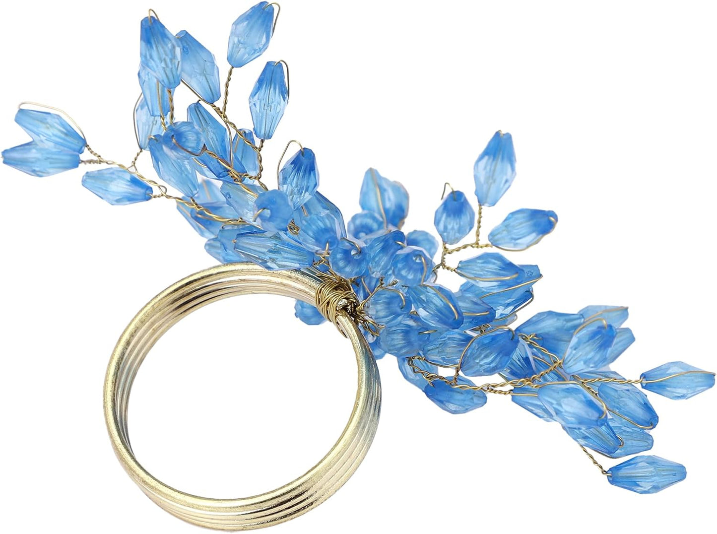 ITOS365 Napkin Rings Set of 12 for Dining Table Decoration Parties Everyday Metal Napkin Holder Leaf Turquoise (Pack of