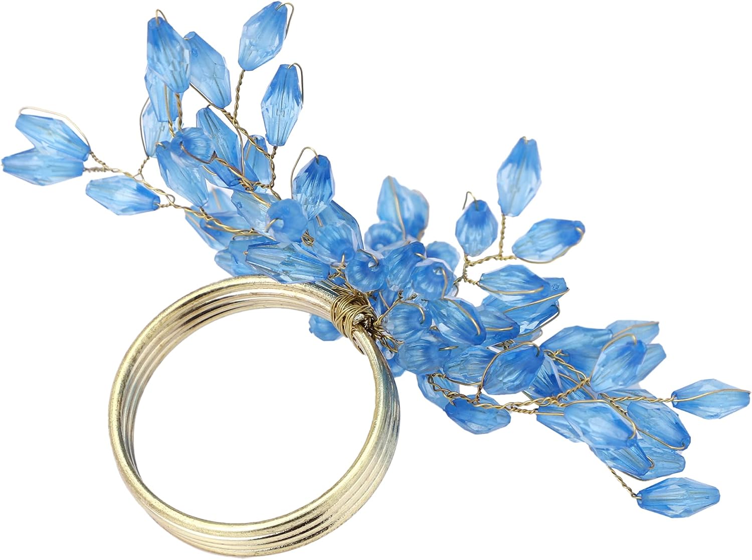 ITOS365 Napkin Rings Set of 12 for Dining Table Decoration Parties Everyday Metal Napkin Holder Leaf Turquoise (Pack of
