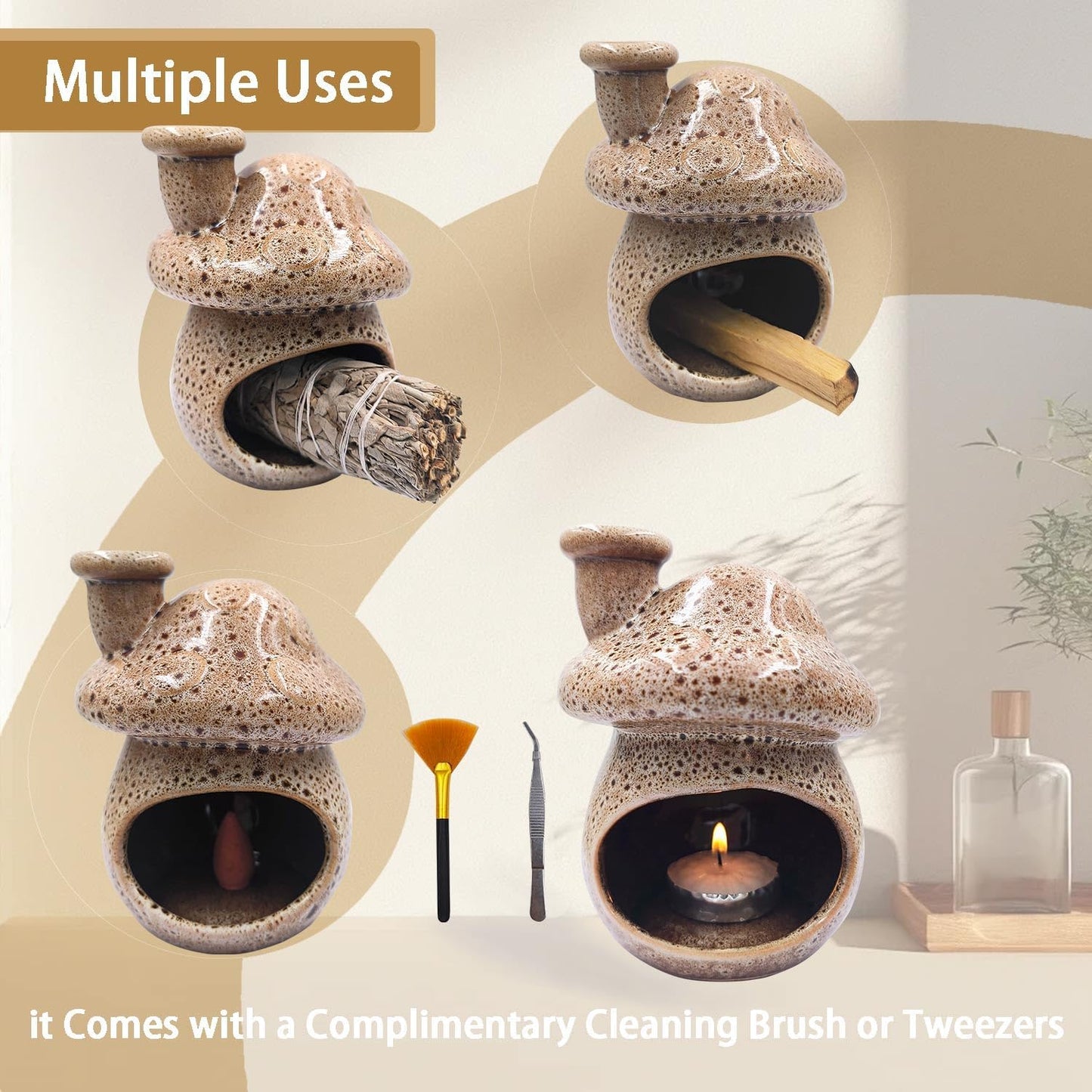 Palo Santo Holder and Sage Burner / Speckled White