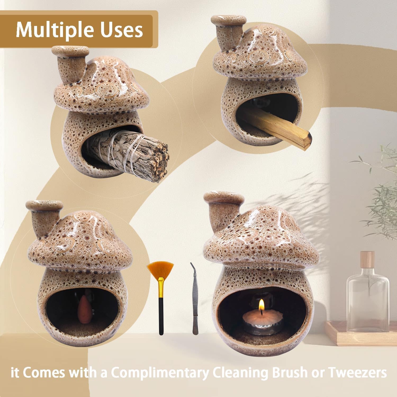 Palo Santo Holder and Sage Burner / Speckled White