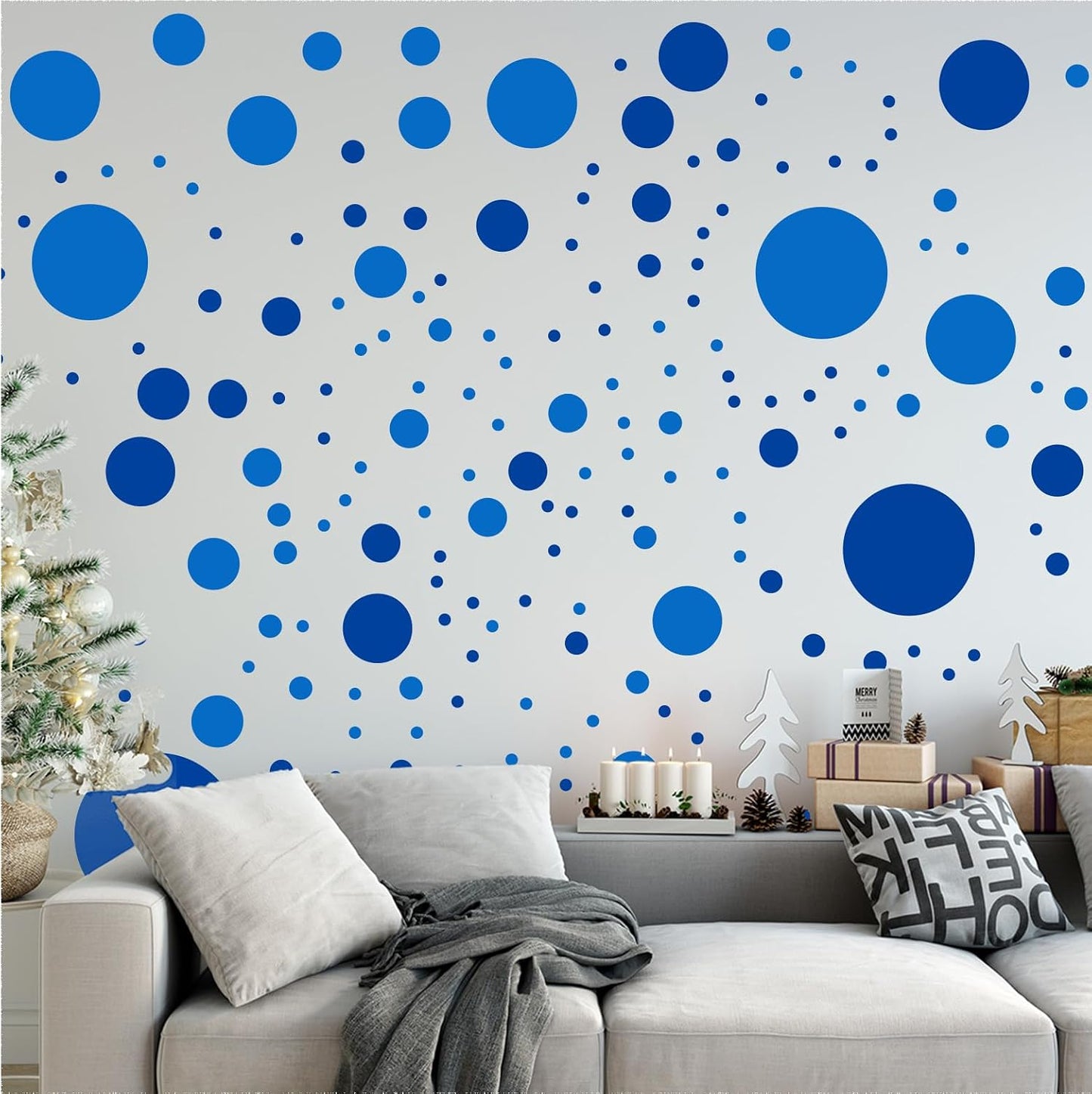 500+ Assorted Polka Dot Circle Wall Stickers for Kids Bedroom Living Room / Blue