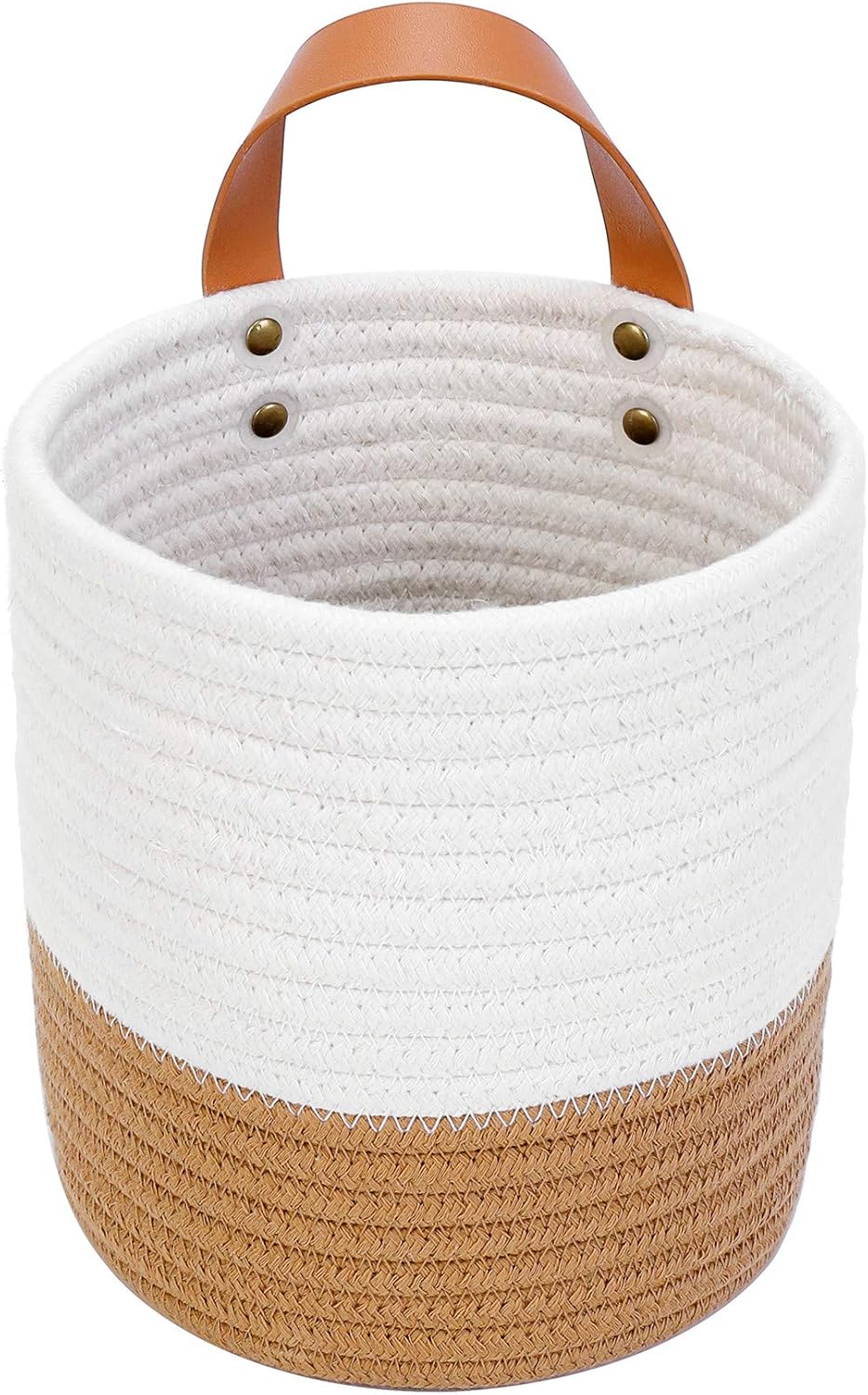 Small Wicker Wall Baskets / White and Brown