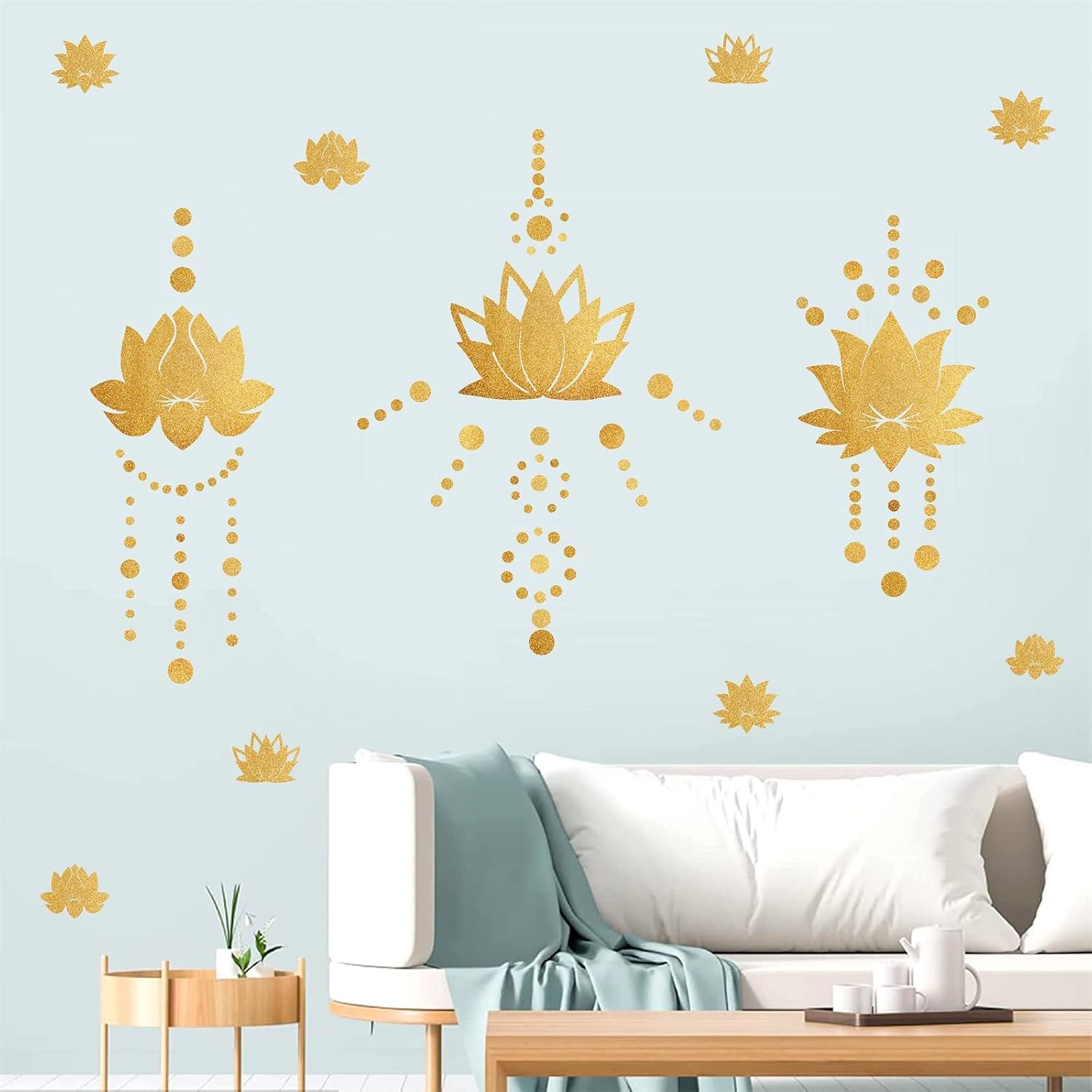 Lotus Flower Wall Decal Gold Wall Stickers Modern Lotus Sticker Yoga Wall / Gold Lotus Flowers