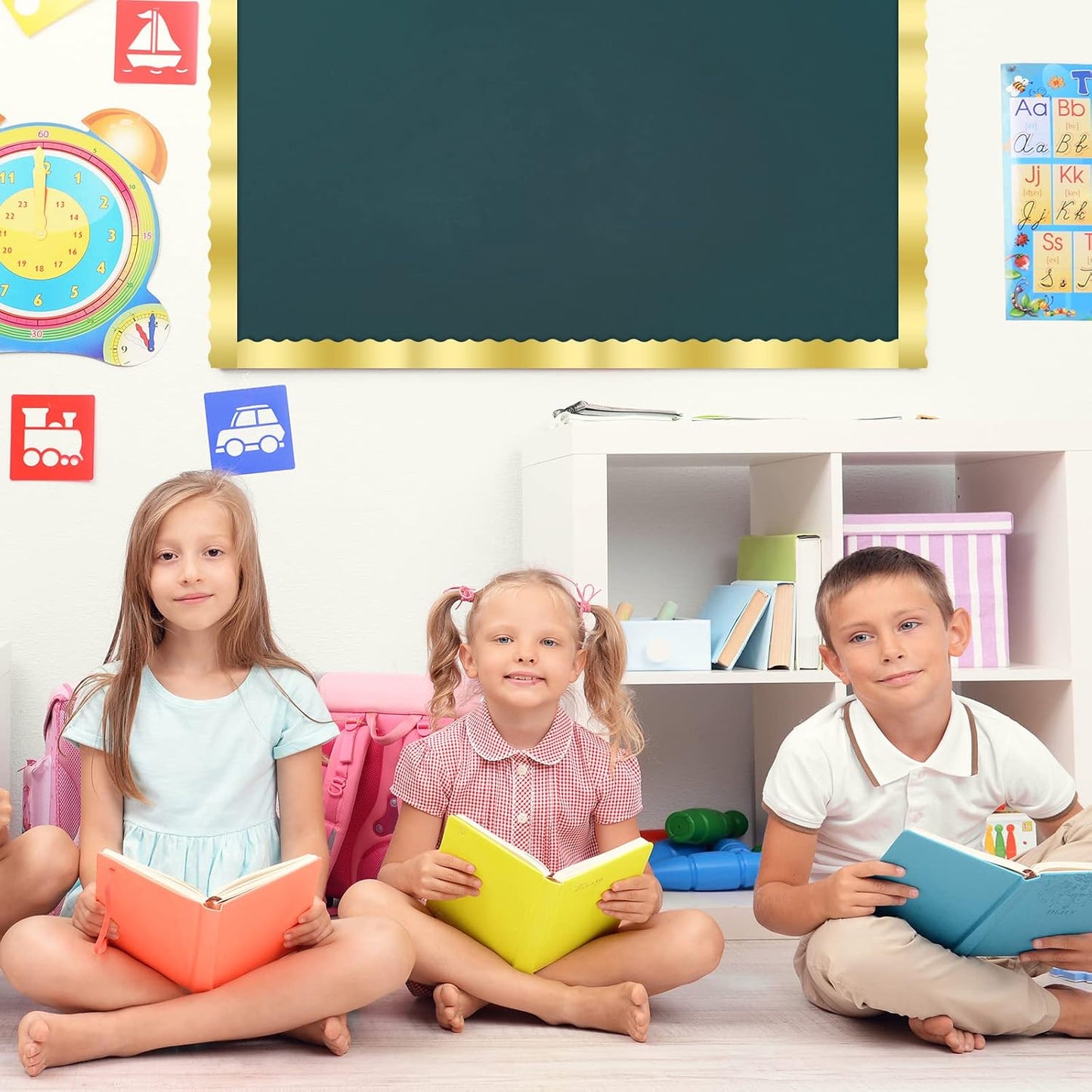 Scalloped Bulletin Board Borders Classroom Shine Decorative Scalloped Bulletin / Gold / 65.6 ft