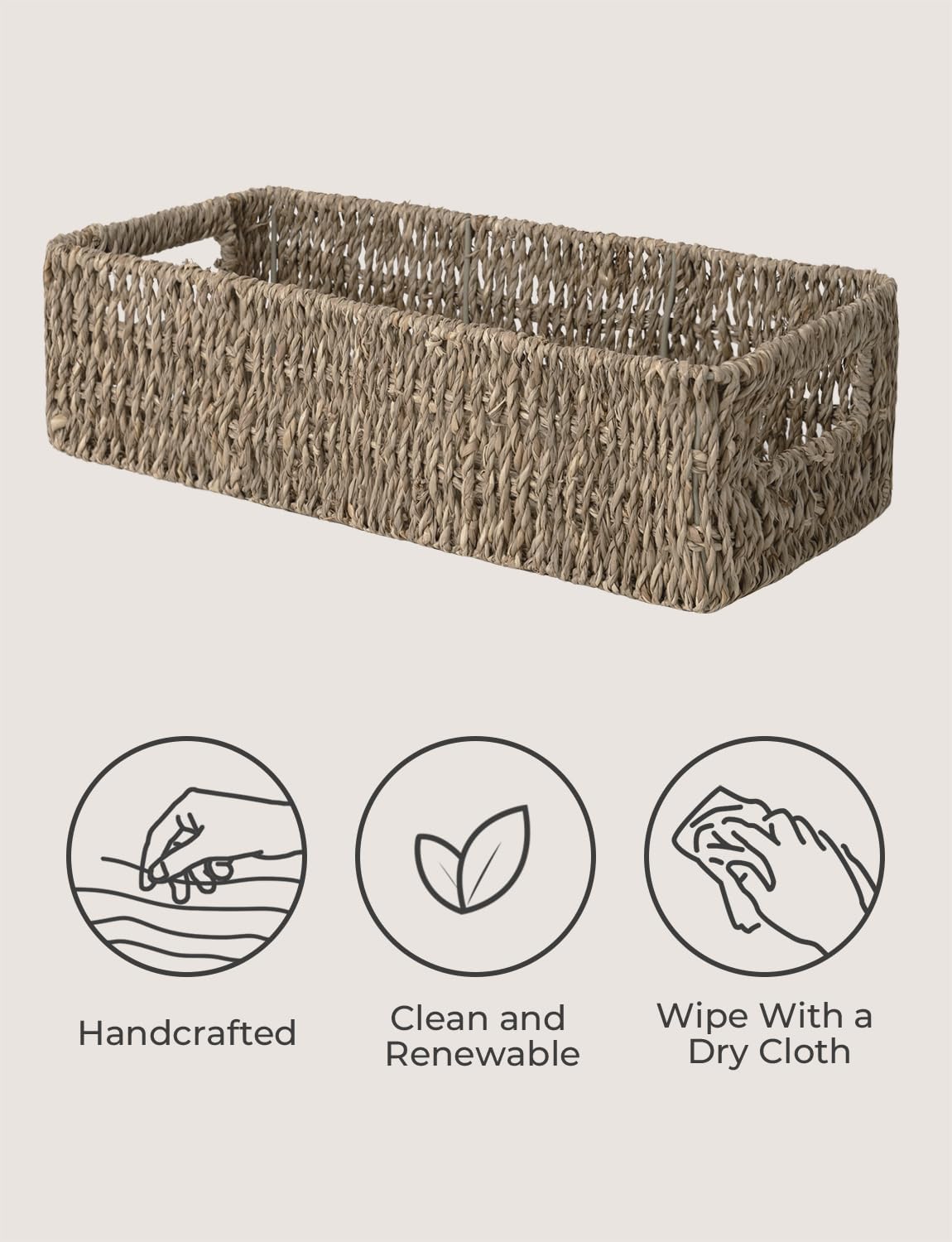 Seagrass Baskets / Built-in Handles / Natural