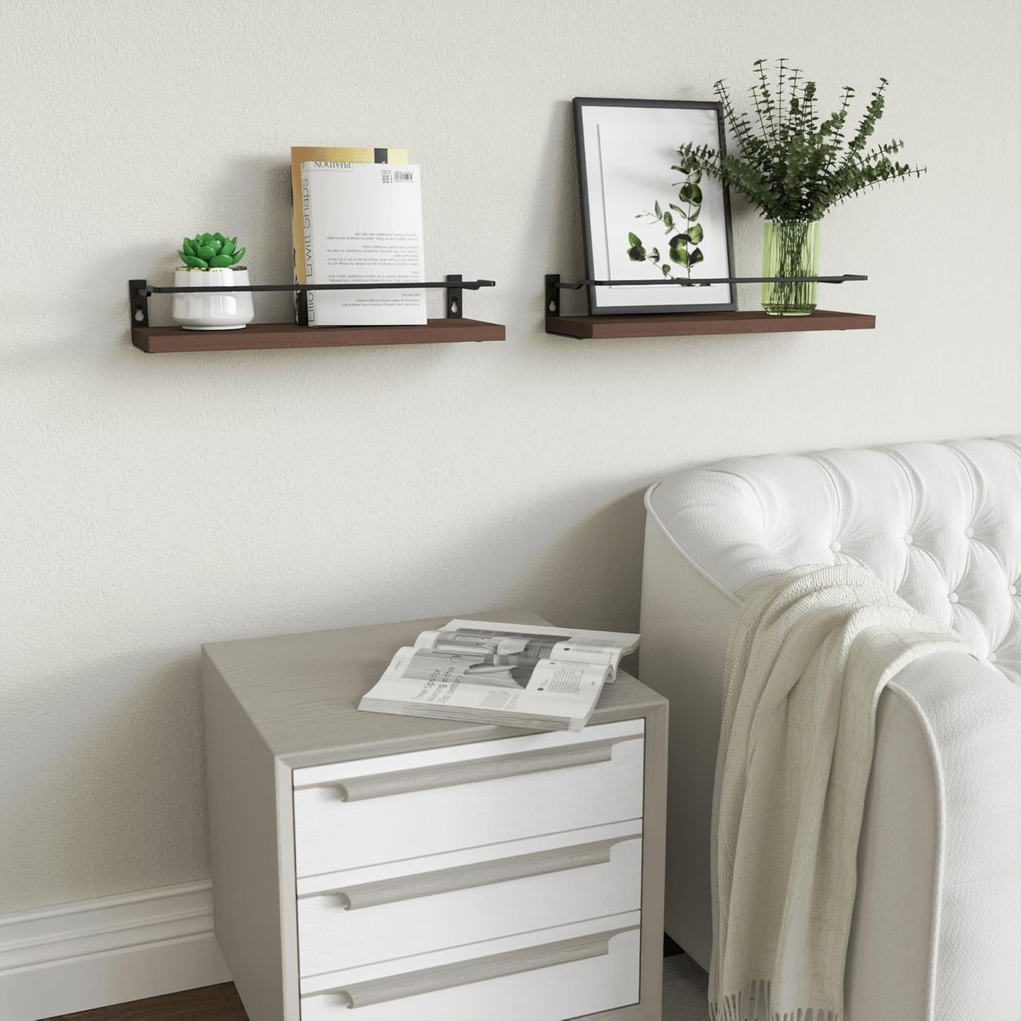 RICHER HOUSE Floating Shelves Bathroom, Small Wall Shelf Over Toilet 2 Set | Wall Mounted Shelves Decor for Bathroom