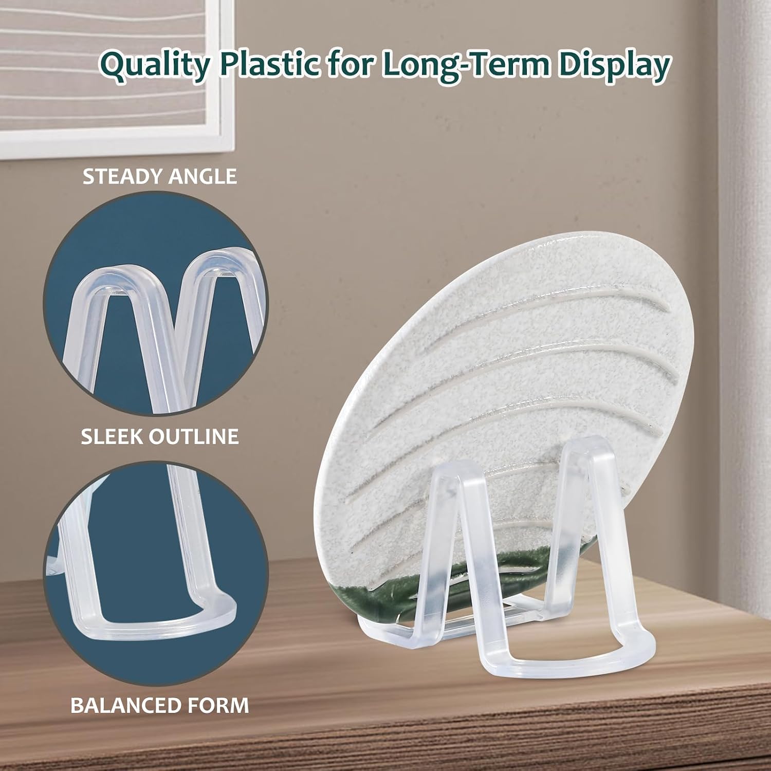 Plate Display Stands Easel Holder / Clear / 3 Inch