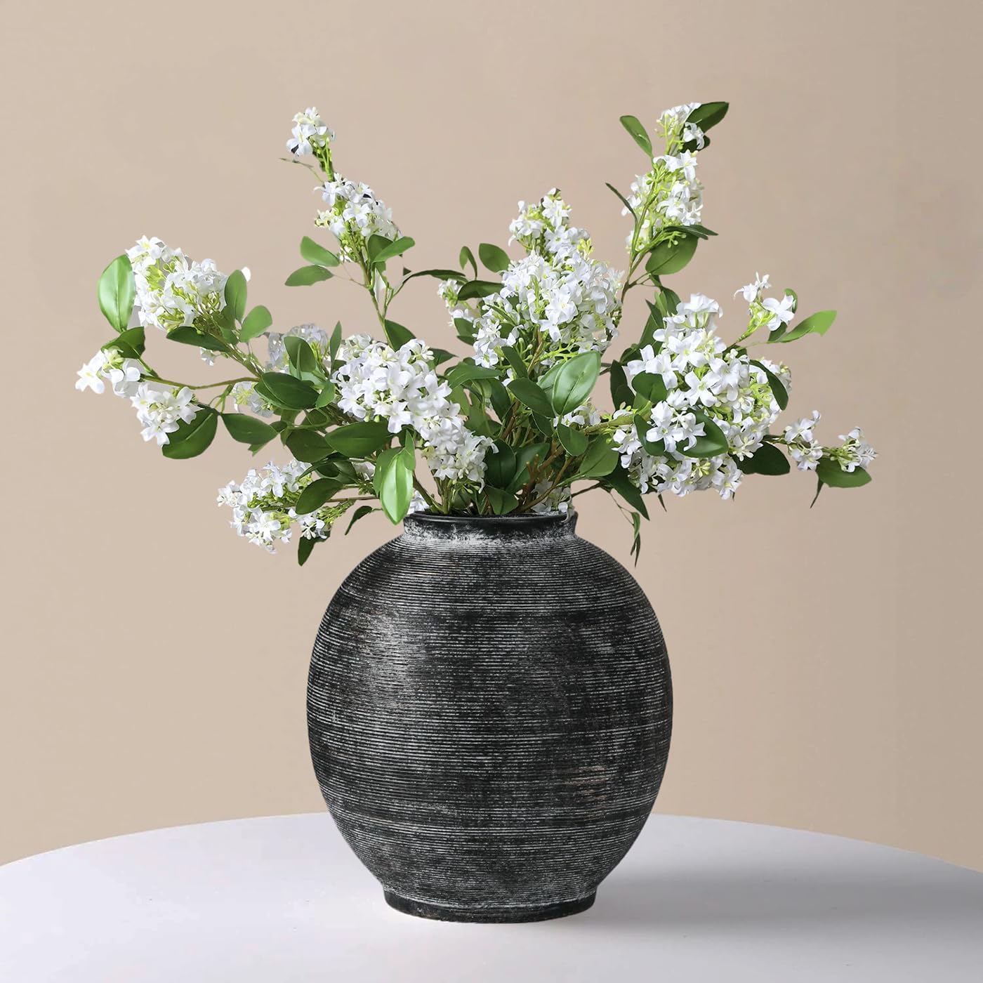 Farmhouse Table Vase / 10.8"-oval / Deep Charcoal Black-10.8