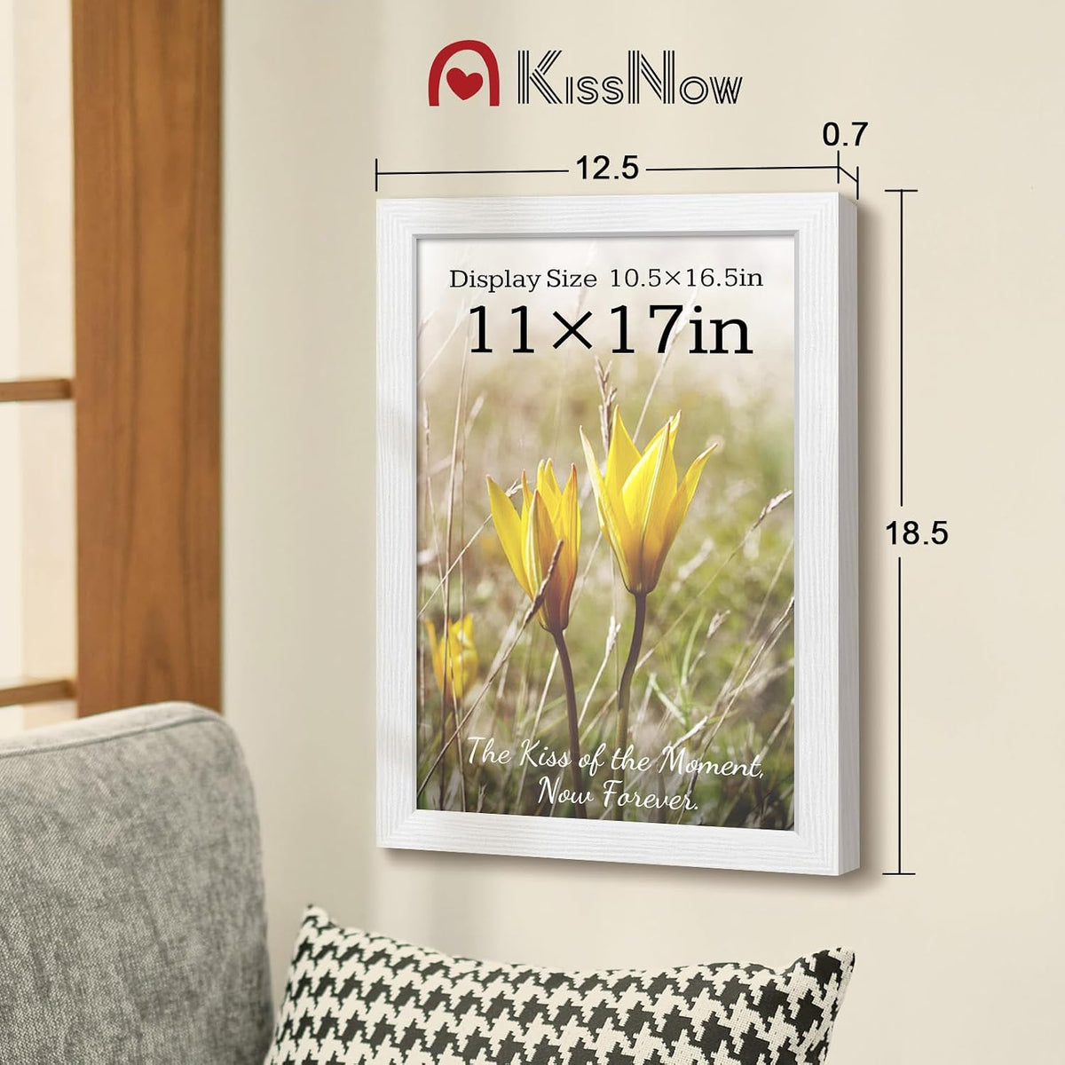 11x17 Picture Frame 4 Pack, White Solid Wood, Gallery Wall Decor | Wall Hanging, Thick & Wide Border, Clear Plexiglass