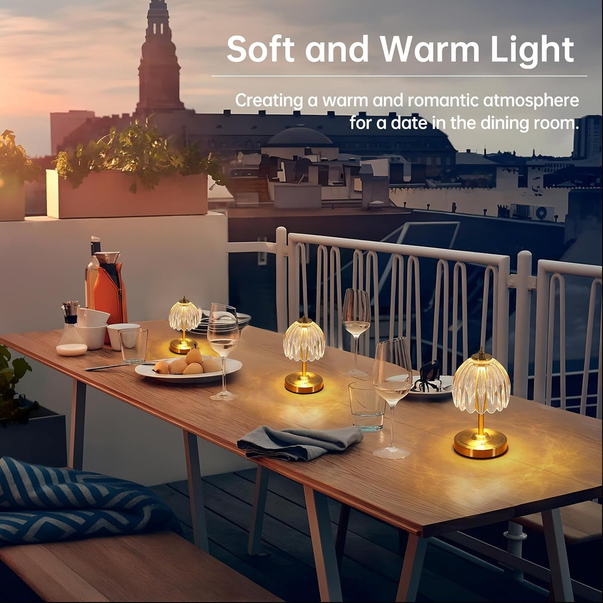 Shenmoyl Tulip Small Table Lamp, 5200mAh Cordless Touch Control Mini Table Lamp with 3 Color Temps & Stepless Dimming
