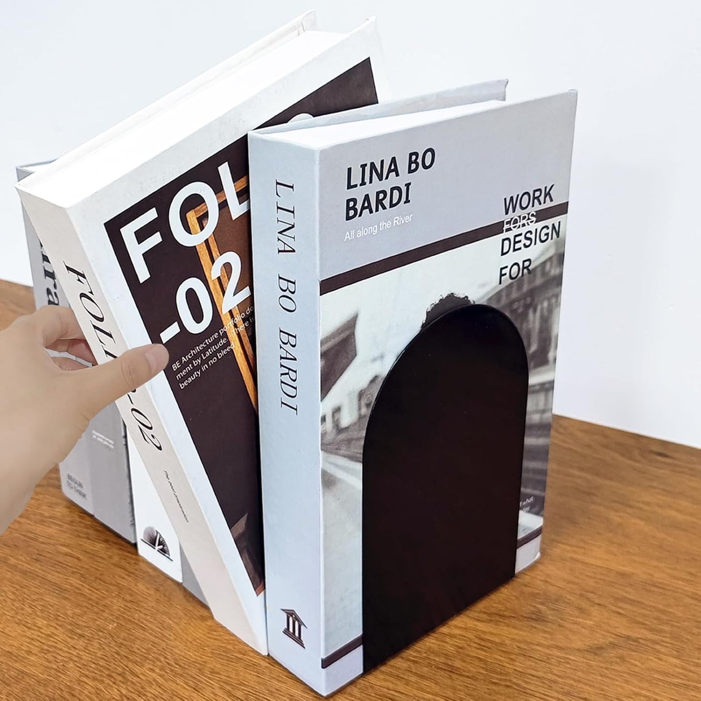 Metal Book Ends / Black / Set of 8