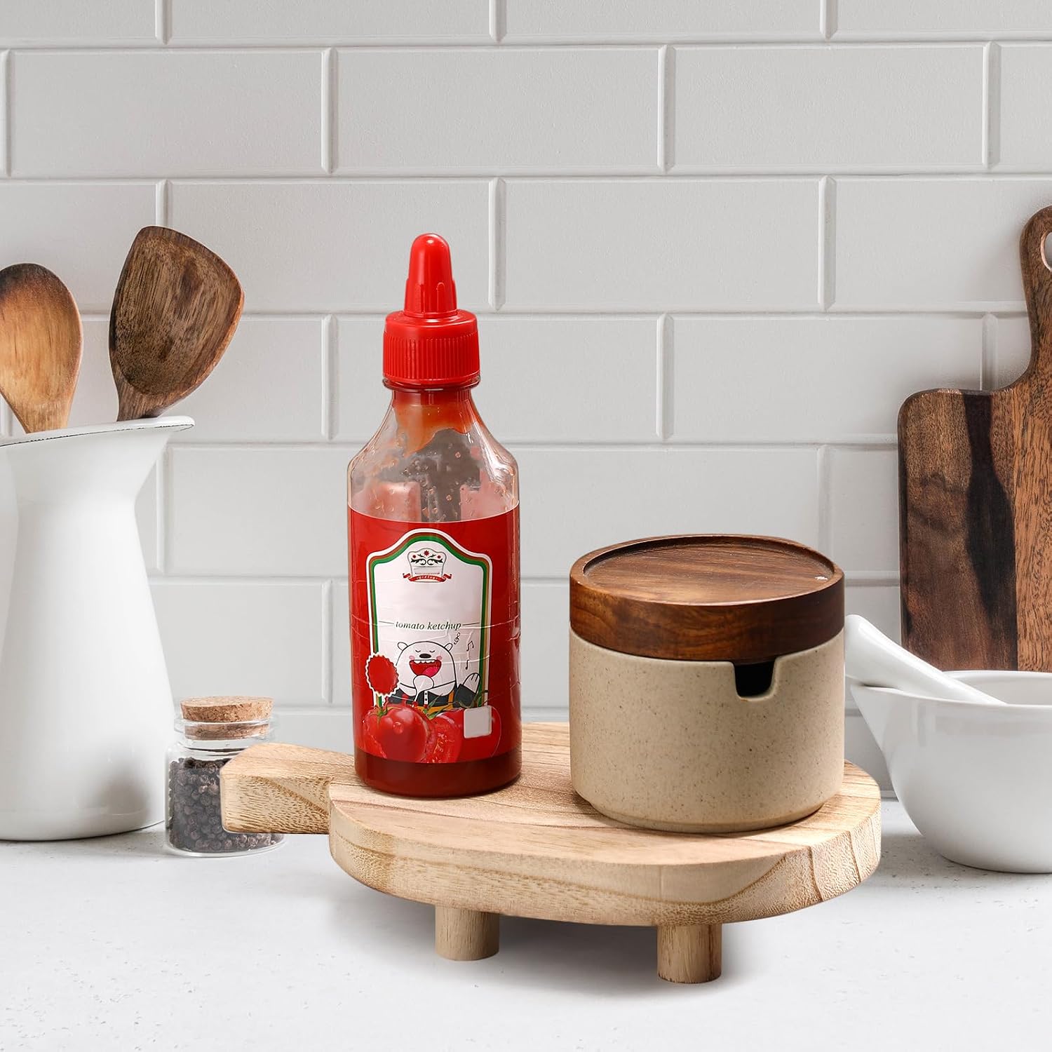Wood Pedestal Stand / Rustic Wooden Soap Tray for Bottles Candles