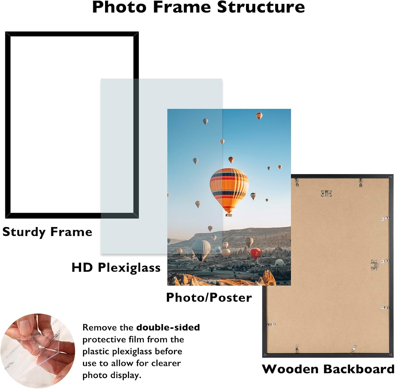 JCJMY 15x22 Picture Frame Set of 4 Black for Wall Hanging, Wall Mounting Horizontally or Vertically, 15 x 22 Wall