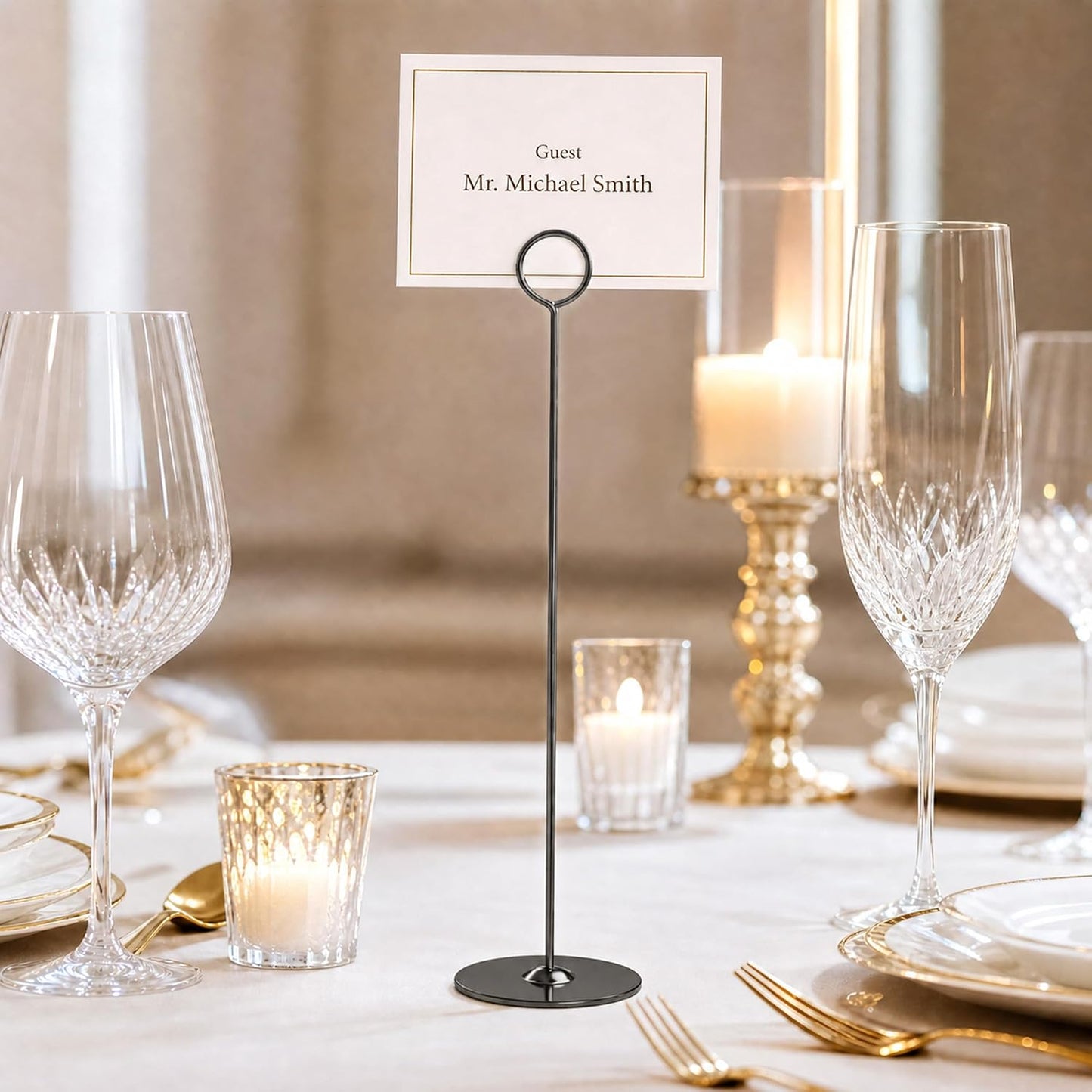 Urban Deco 16PK Table Number Holders Place Card Holders 12 Inch Table Card Holders Steel Card Holders for Photos, Food