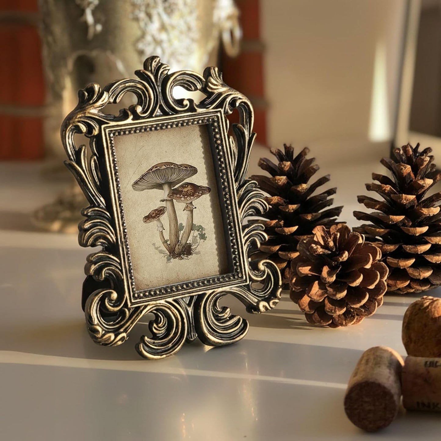 Vintage Small Picture Frame / Mushroom