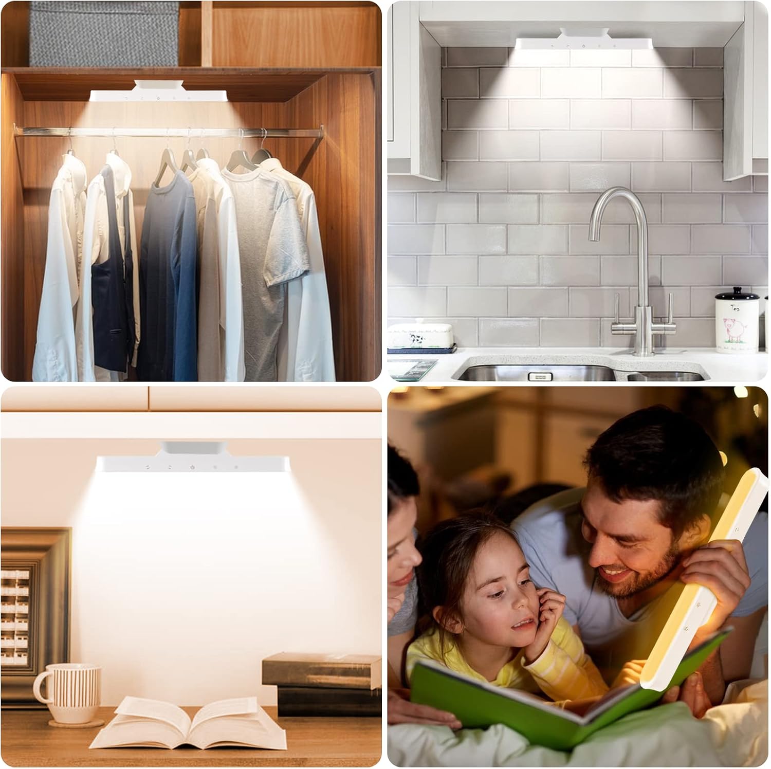 Under Cabinet Lights Wireless, Under Counter Lights for Kitchen Touch Control, Magnetic Closet Lighting, Rechargeable