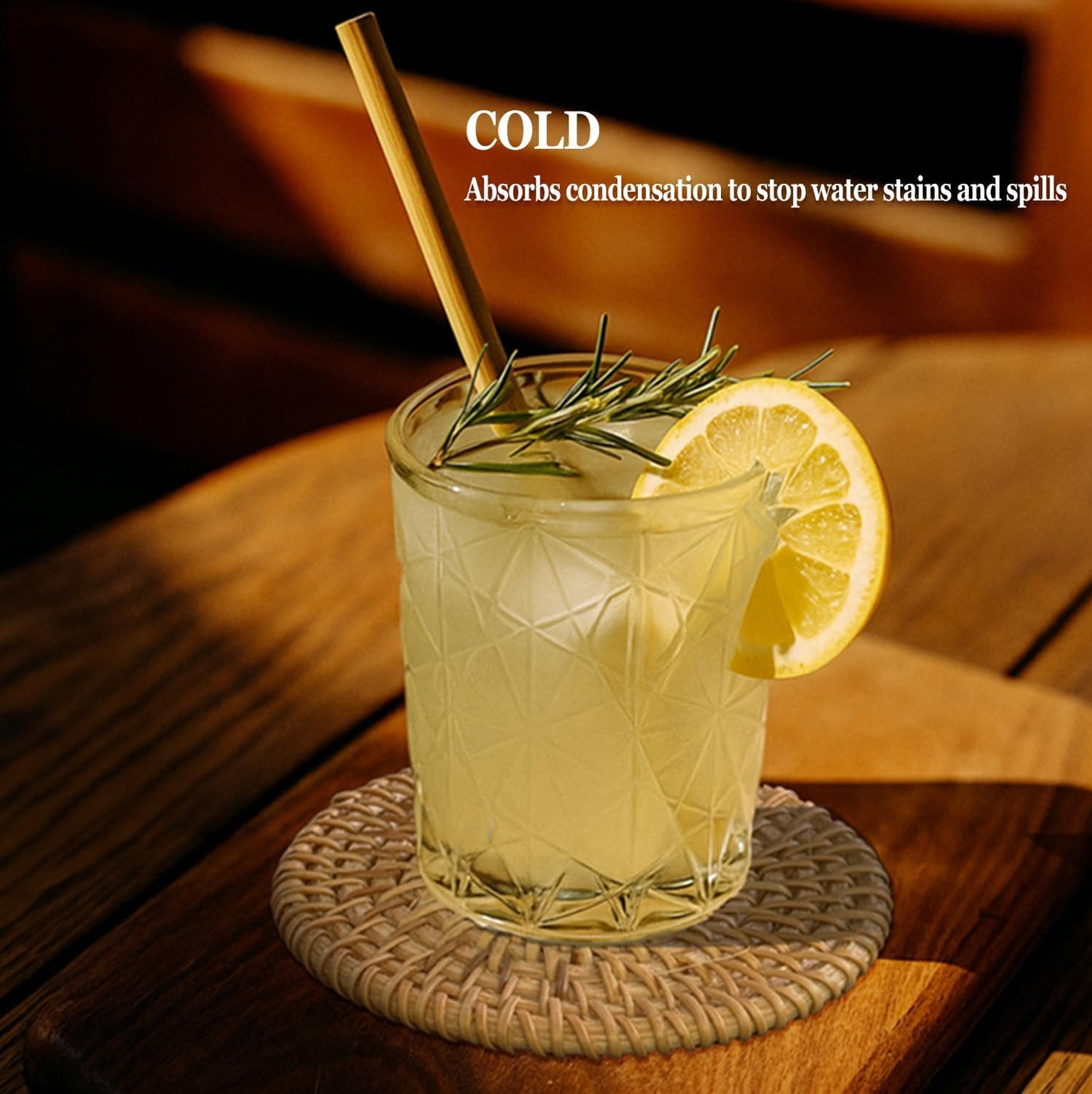 Holder / Set of Handmade Rattan Coasters / Natural Rattan / Set of 6