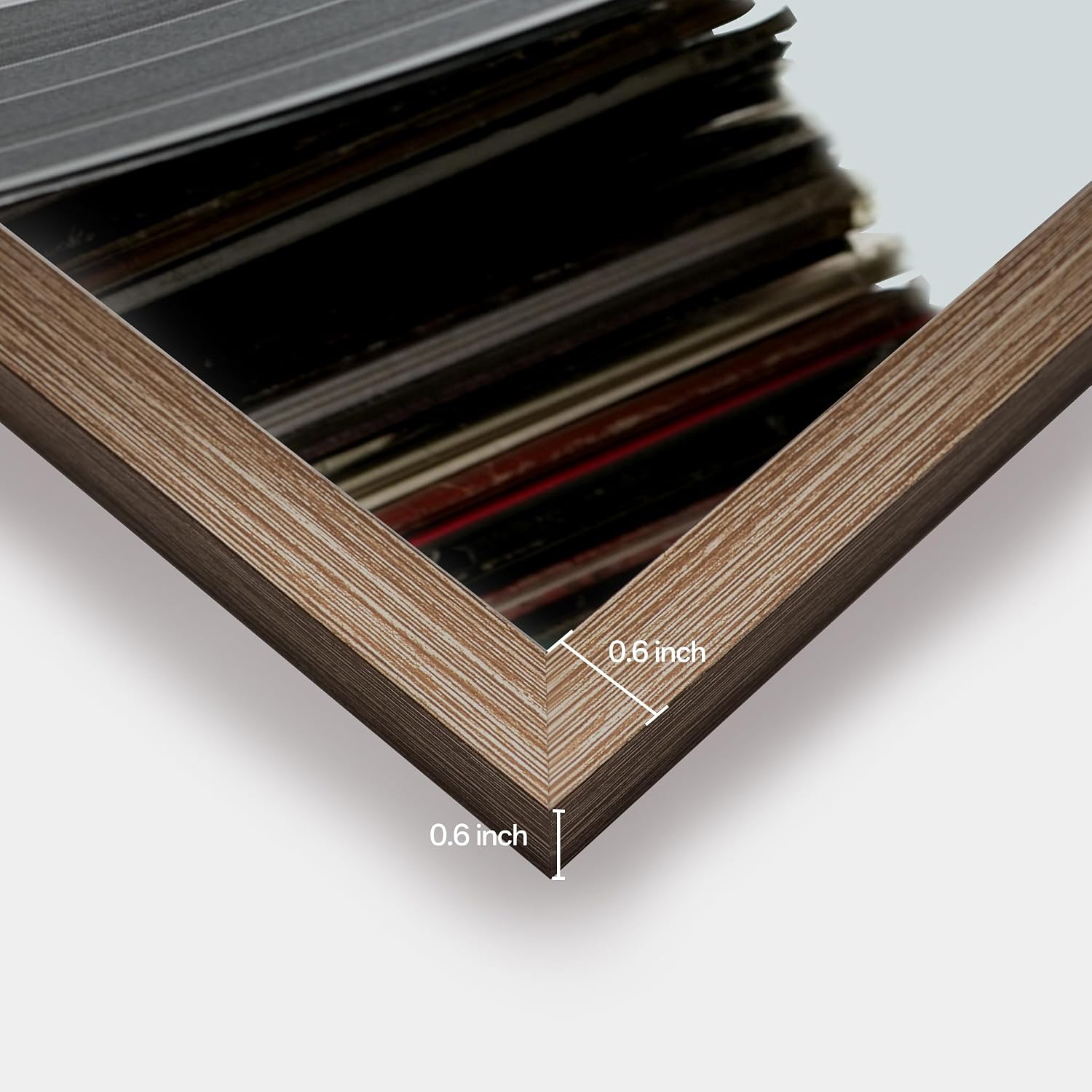 eletecpro Vinyl Record Frame, 12.5 x 12.5 in, Rustic Brown, 4 Pack | Fits 12x12 LP and Album Cover, Easy Wall Mount