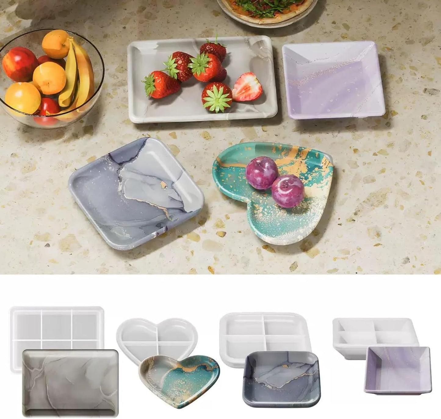 Storage Box Resin Silicone Tray Molds / Set of 4