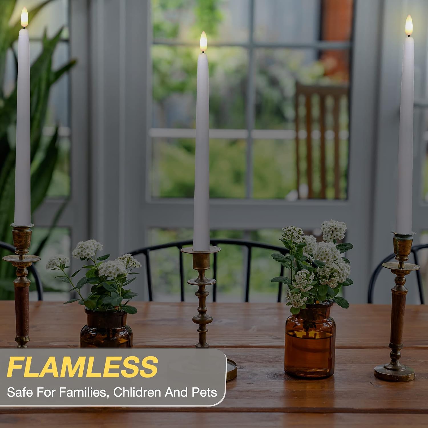 20 Pcs LED Flameless Taper Candles with Remote Timer,10.83",White | Battery Operated Flickering Candlesticks for