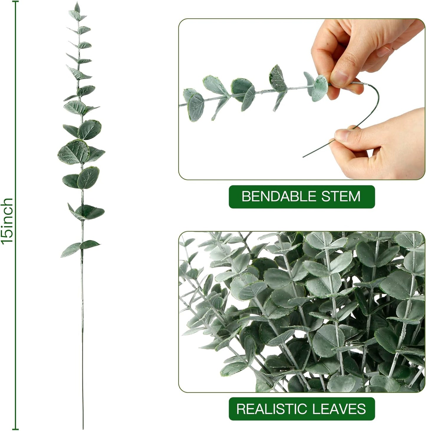 Eucalyptus Stems Decor Artificial Eucalyptus Leaves Faux Eucalyptus Stems Real Touch / Set of 36