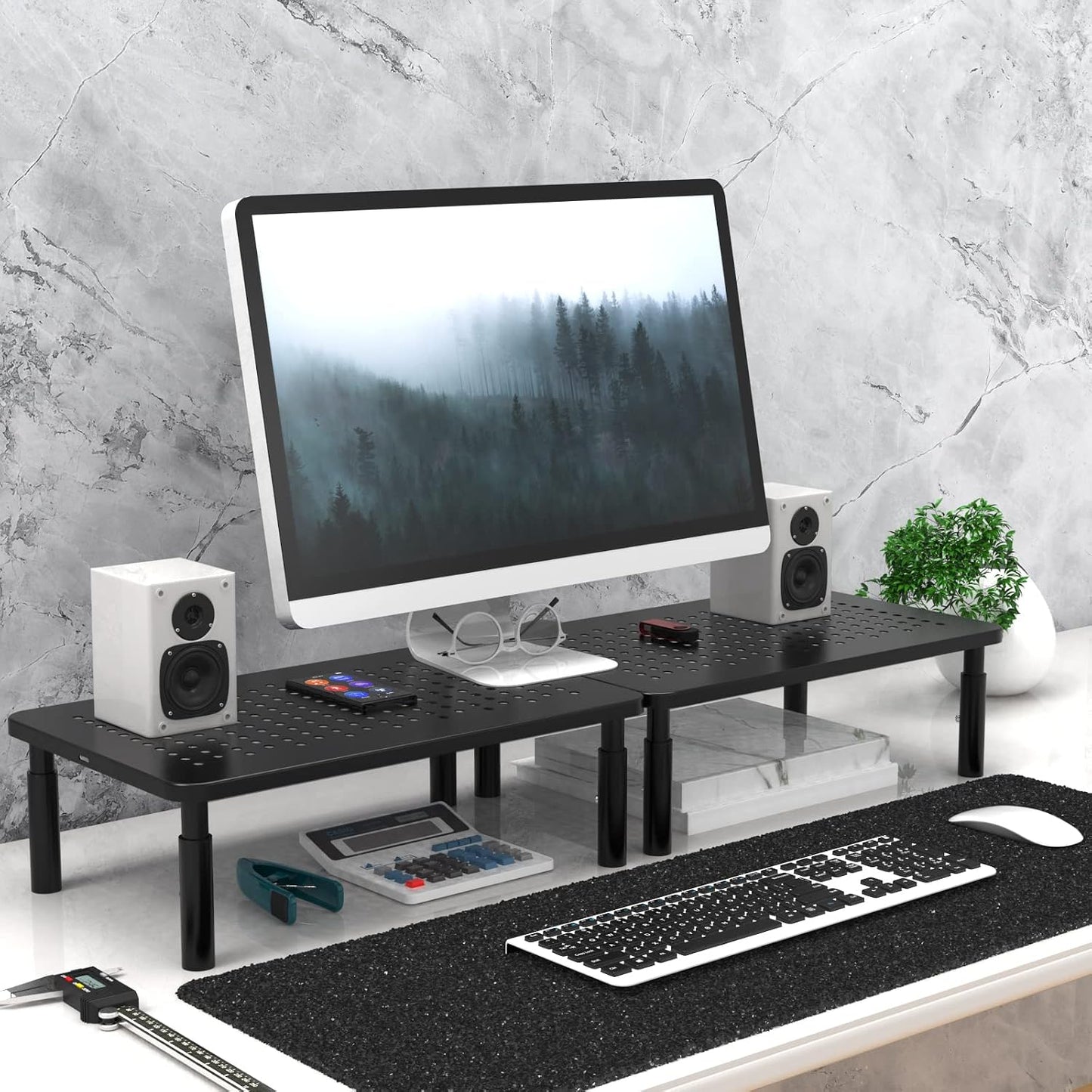 WALI Desk Organizer, 1 Tier Computer Monitor Stand for Desk, Desk Monitor Riser 3 Height Adjustable, Laptop Stand