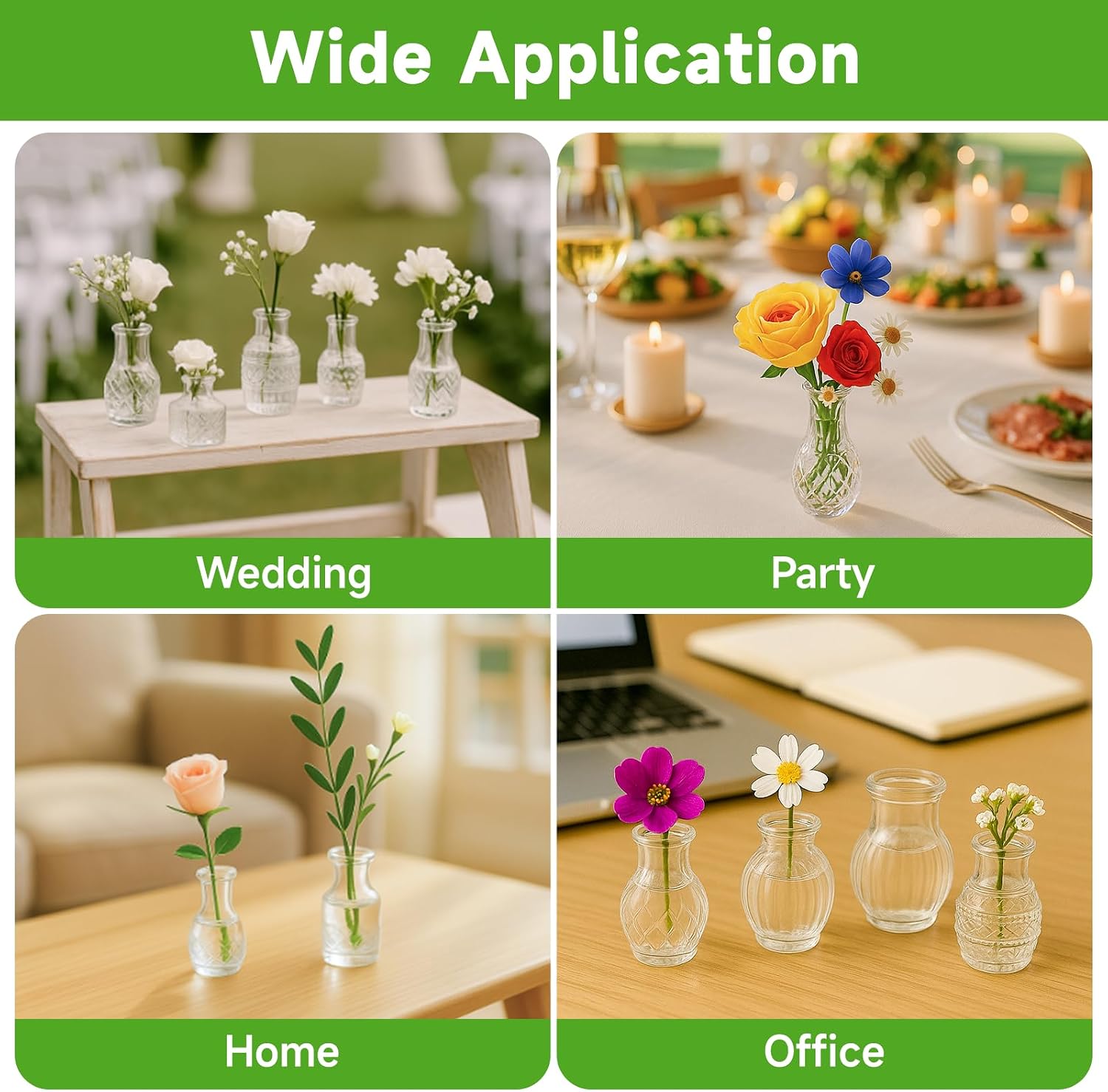 Glass Bud Vase Pcs / Clear / Set of 20