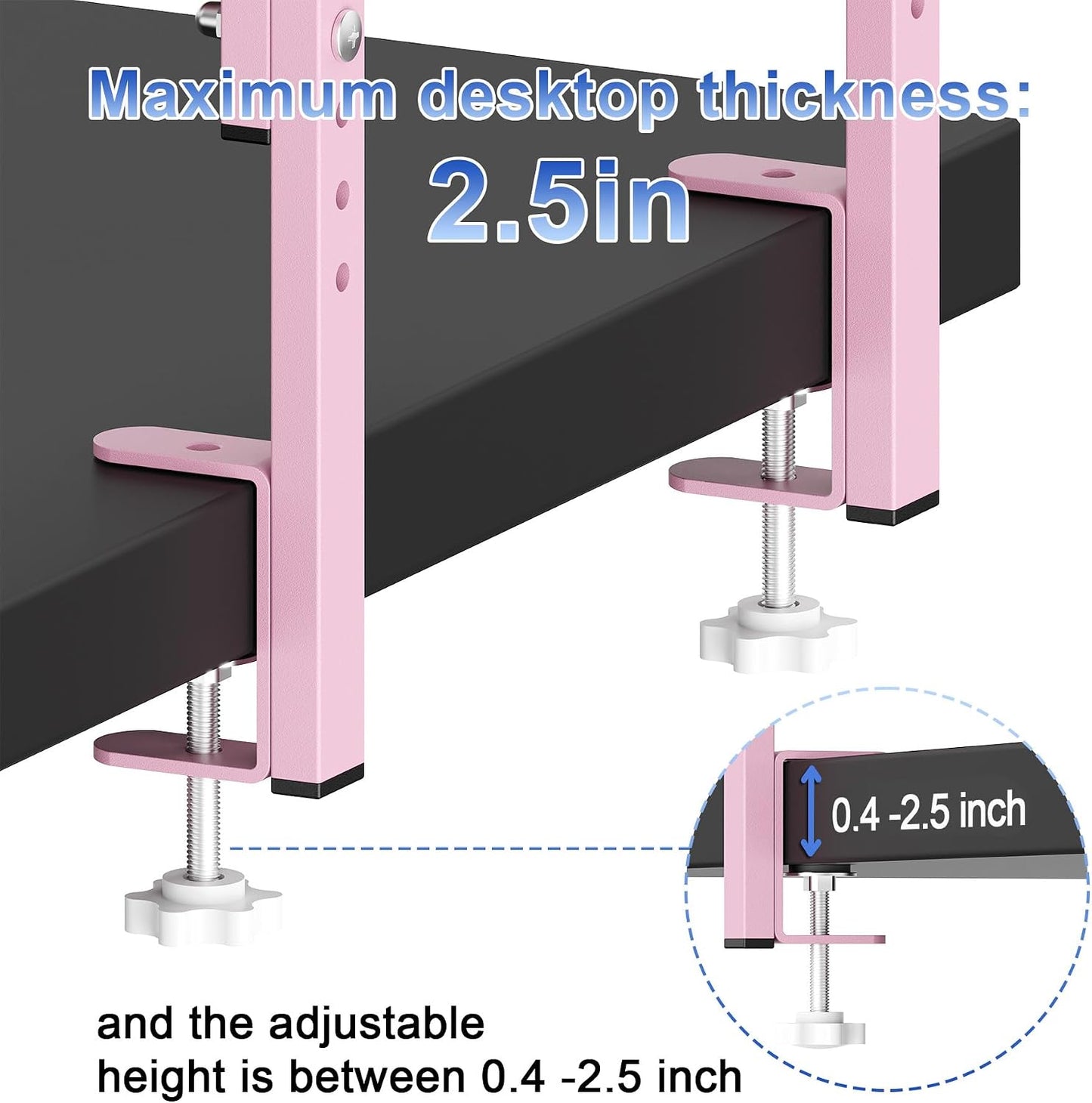 Spacrea Clamp on Desk Shelf, 2 Tier Office Desk Shelves Organizer, Wood Desktop Supplies Storage Rack, Desk Organizers