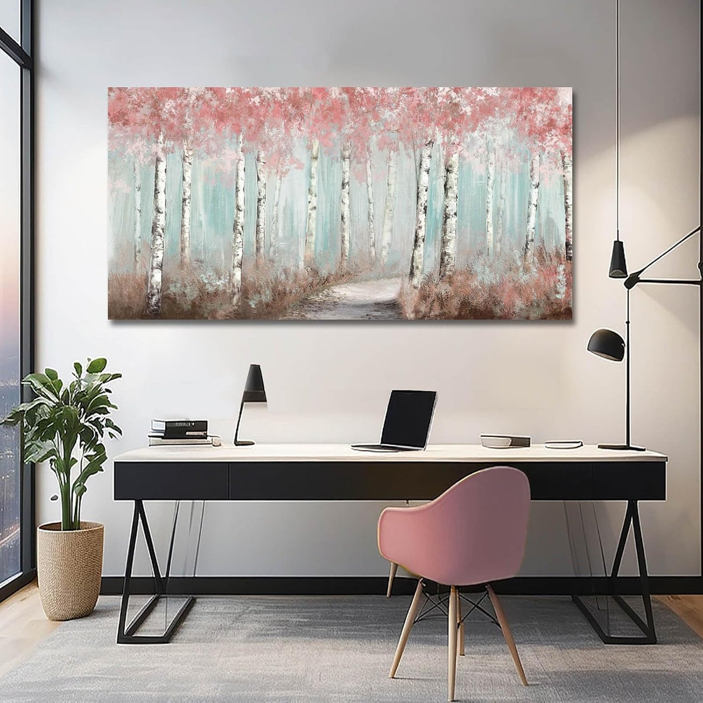 Botanical Wall Art for Girls Room Tree Wall Decor Plant Pictures Wall Art / Pink / 40"L x 20"W
