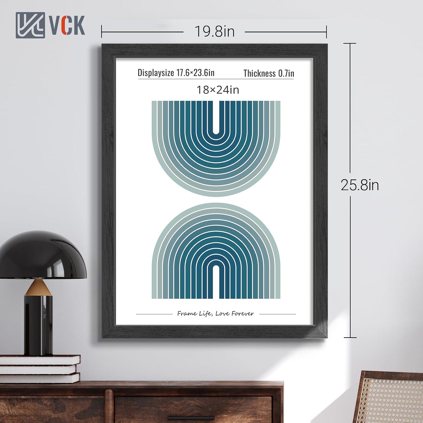 VCK 18x24 Poster Frames Set of 3, Black Woodgrain, Wall Hanging | Wide Border, Exclusive Woodgrain, Shatterproof