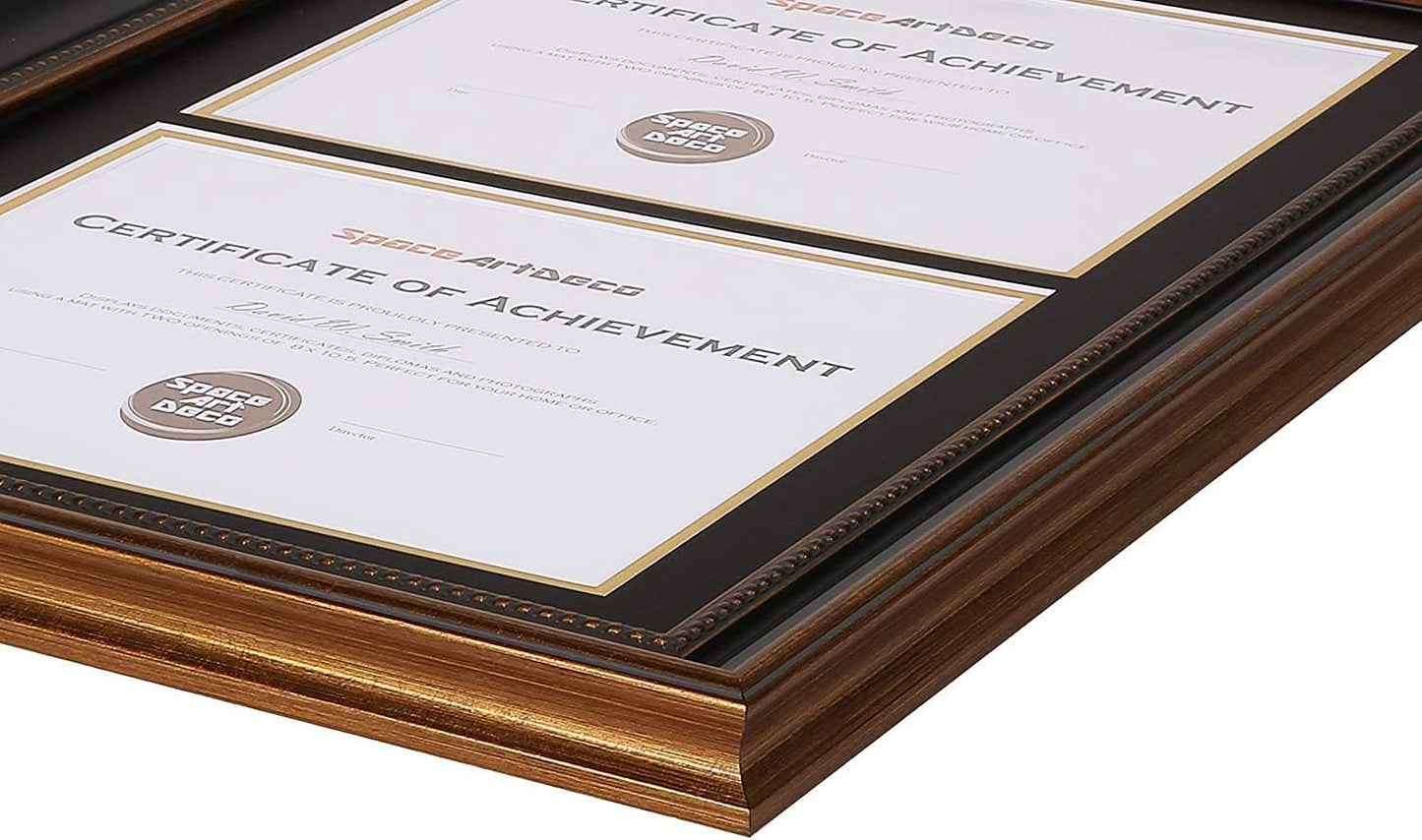 14x20 Double Diploma Frame Holds Two 8.5x11,2-Certificate/Degree Frame | Includes real glass,build-in hangers,black