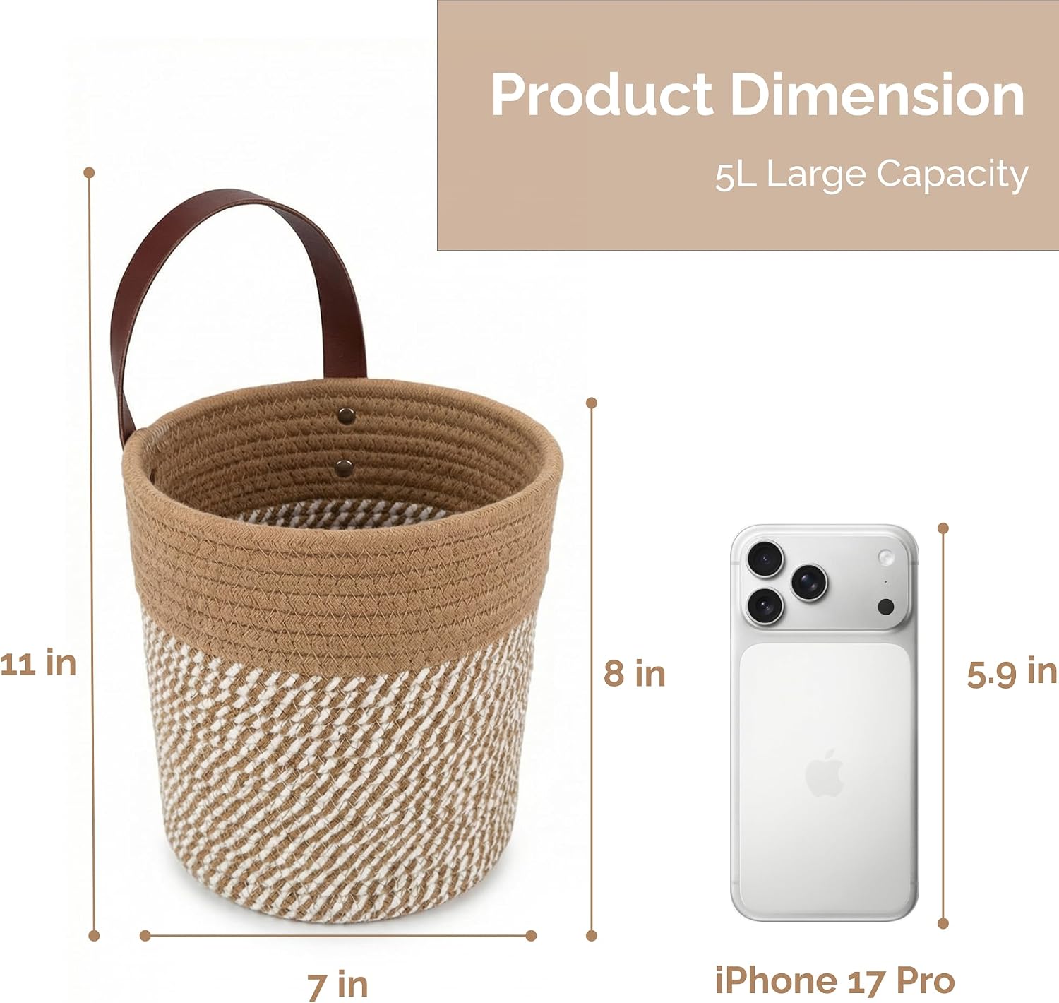 Round Woven Wall Decor & Storage Planter for Plant Decor and Home / Brown / 8 Inch / Set of 2