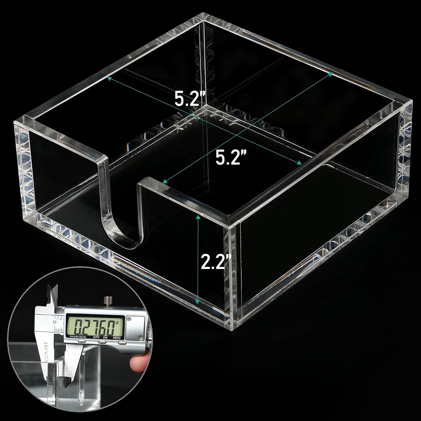 Acrylic Cocktail Napkin Holder for Napkin / 5.2 x 5.2 x 2.2 / Clear