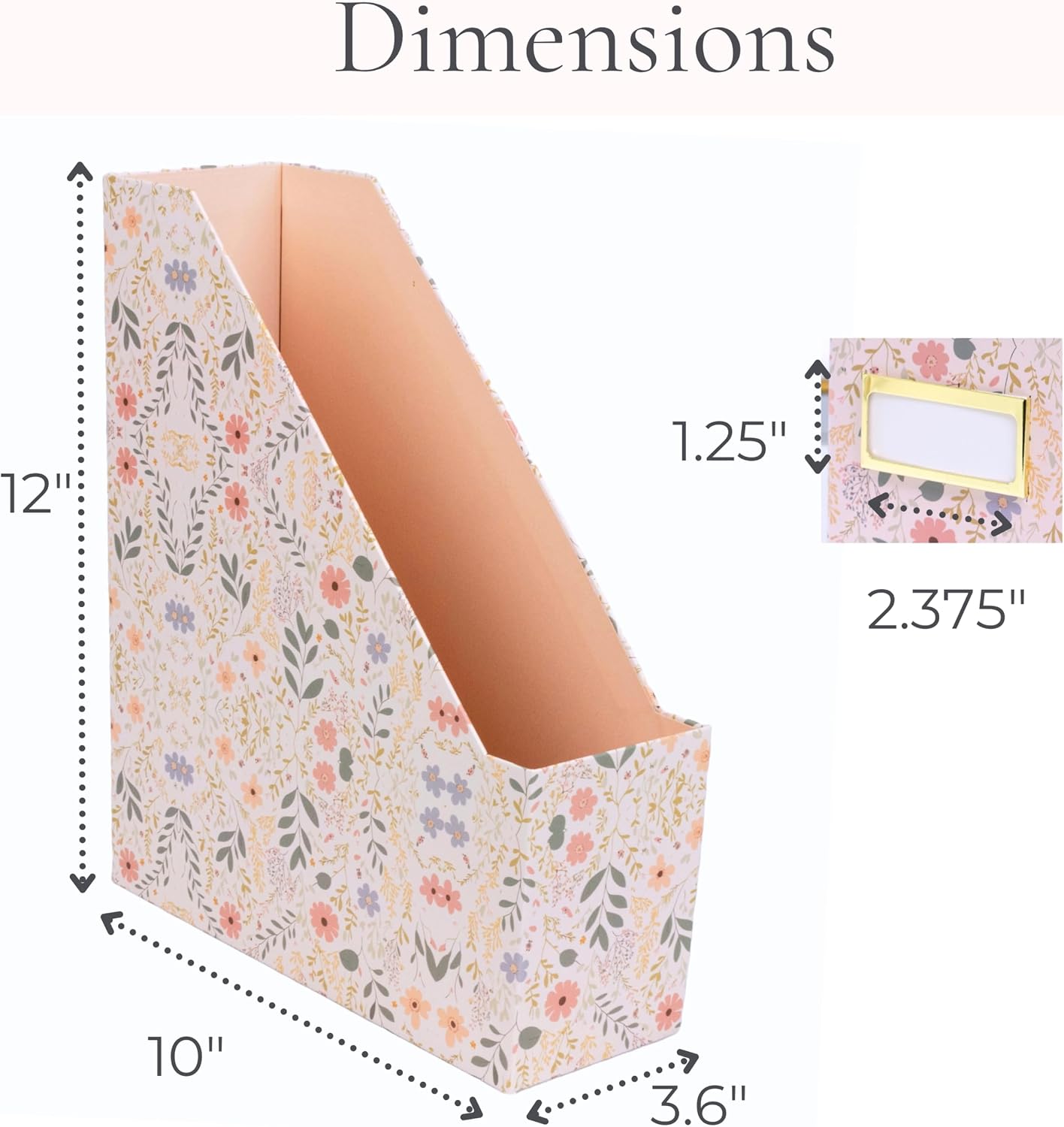 BLU MONACO | Cardboard Magazine File Holder Set of 4 | Standing File Holder with Floral Boho Design | Foldable
