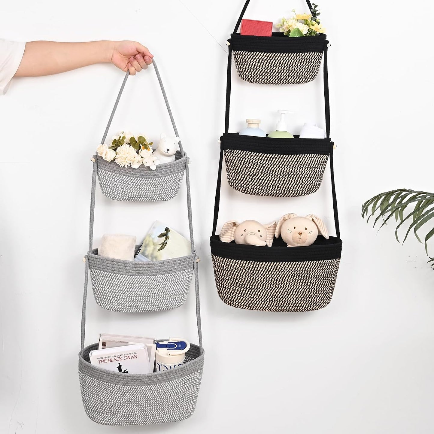 3-Tier Woven Wall Basket / Classic / Gray