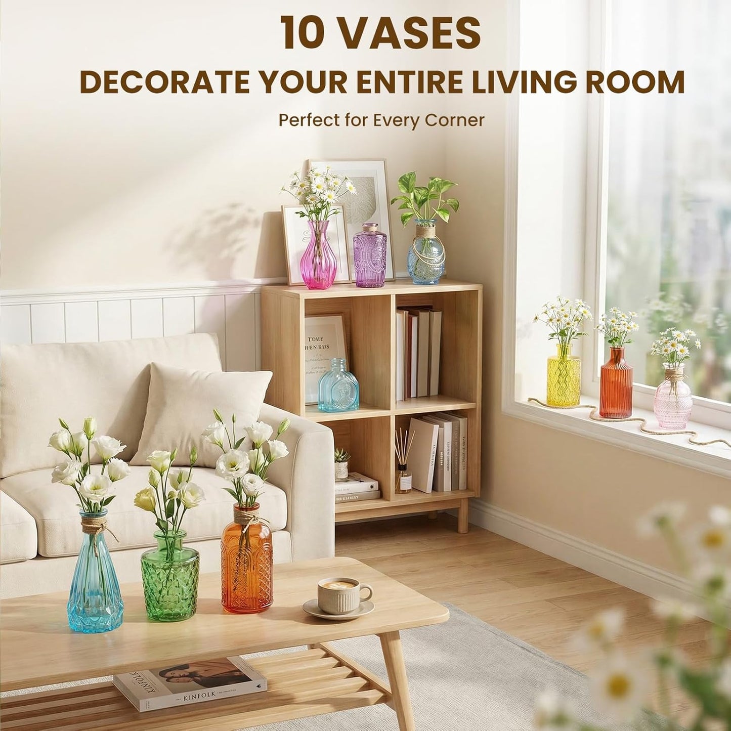 Colored Glass Bud Vase Set / Colorful / Set of 10