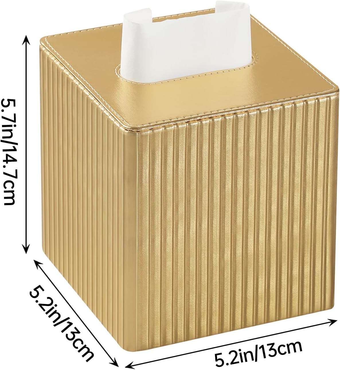 Cube Tissue Box Holder / Gold / Square