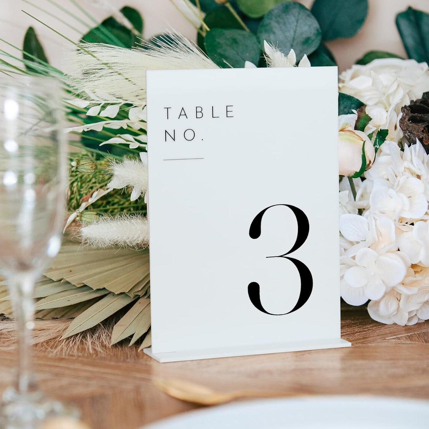 White Wedding Table Numbers 1-20 with Stands, 5"x7" White Acrylic Table Numbers, Perfect for Wedding Reception, Party