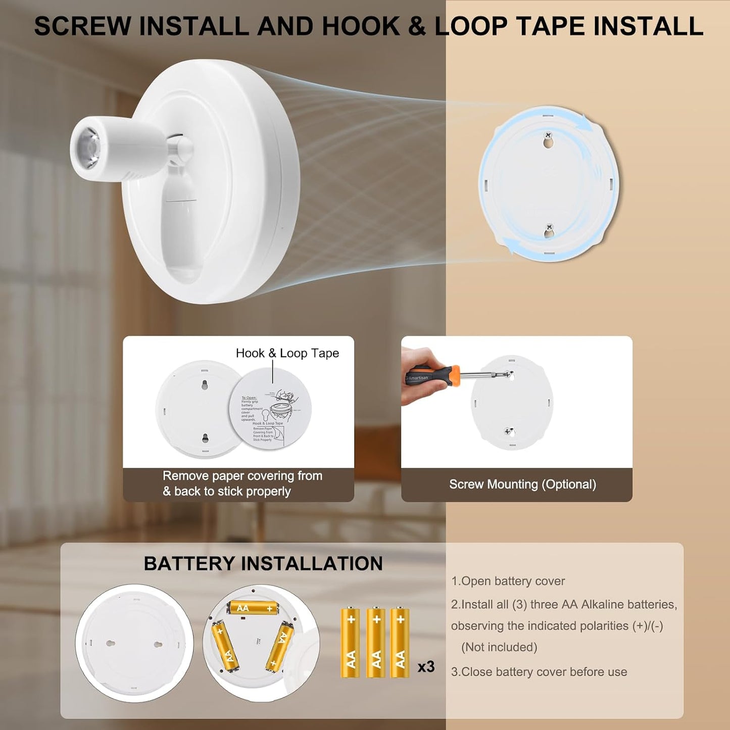 HONWELL Wireless LED Spotlights 2 Pack Accent Light Puck Lights with 2 Remote, Indoor Closet Lights with Rotatable