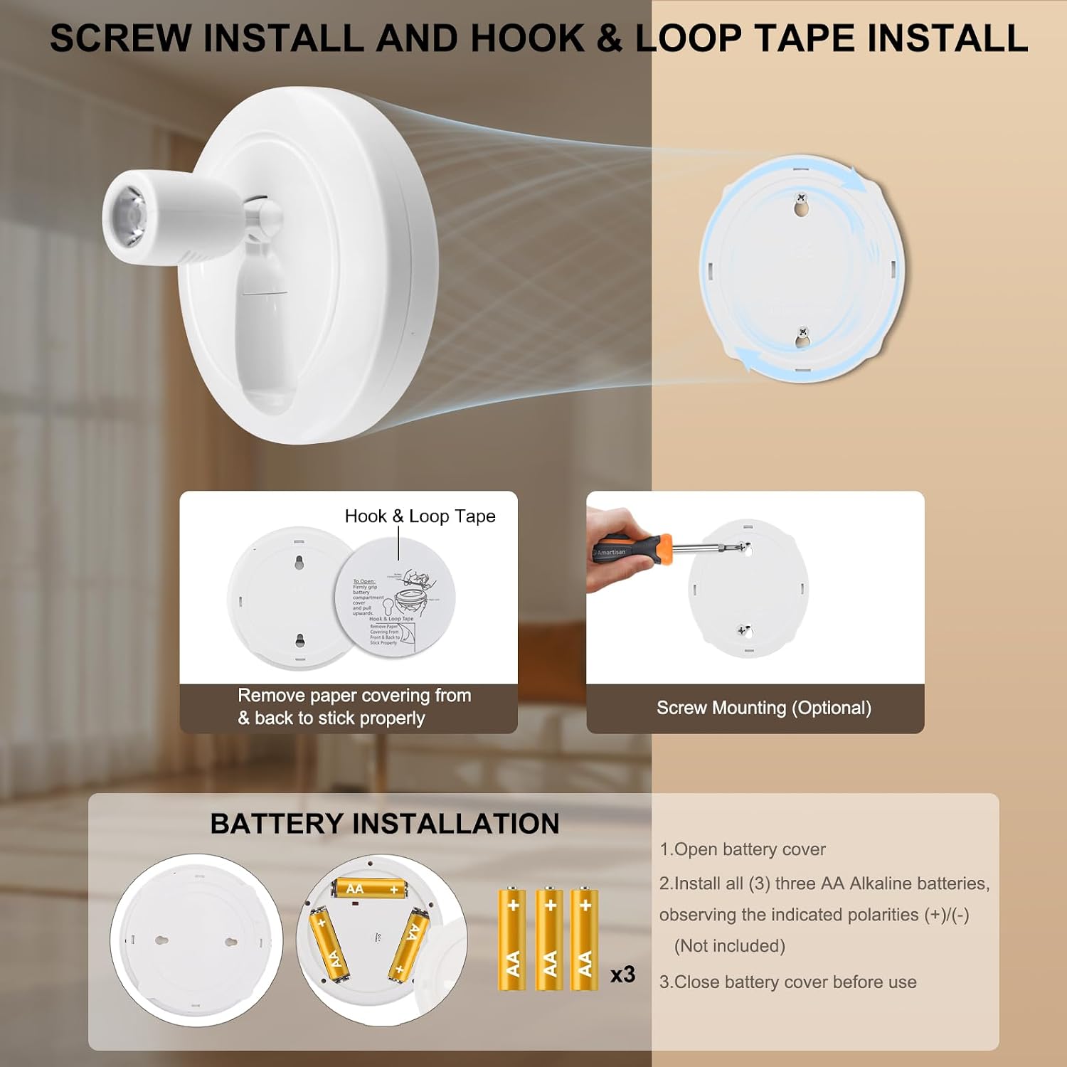 HONWELL Wireless LED Spotlights 2 Pack Accent Light Puck Lights with 2 Remote, Indoor Closet Lights with Rotatable