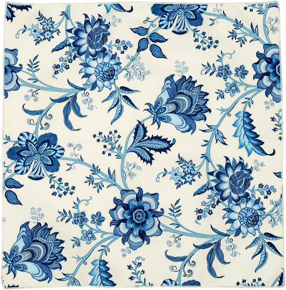 Cloth Napkins for Wedding Reception, Table Decor Linens, Blue Floral Fabric, Use with Tablecloth for Tablescapes