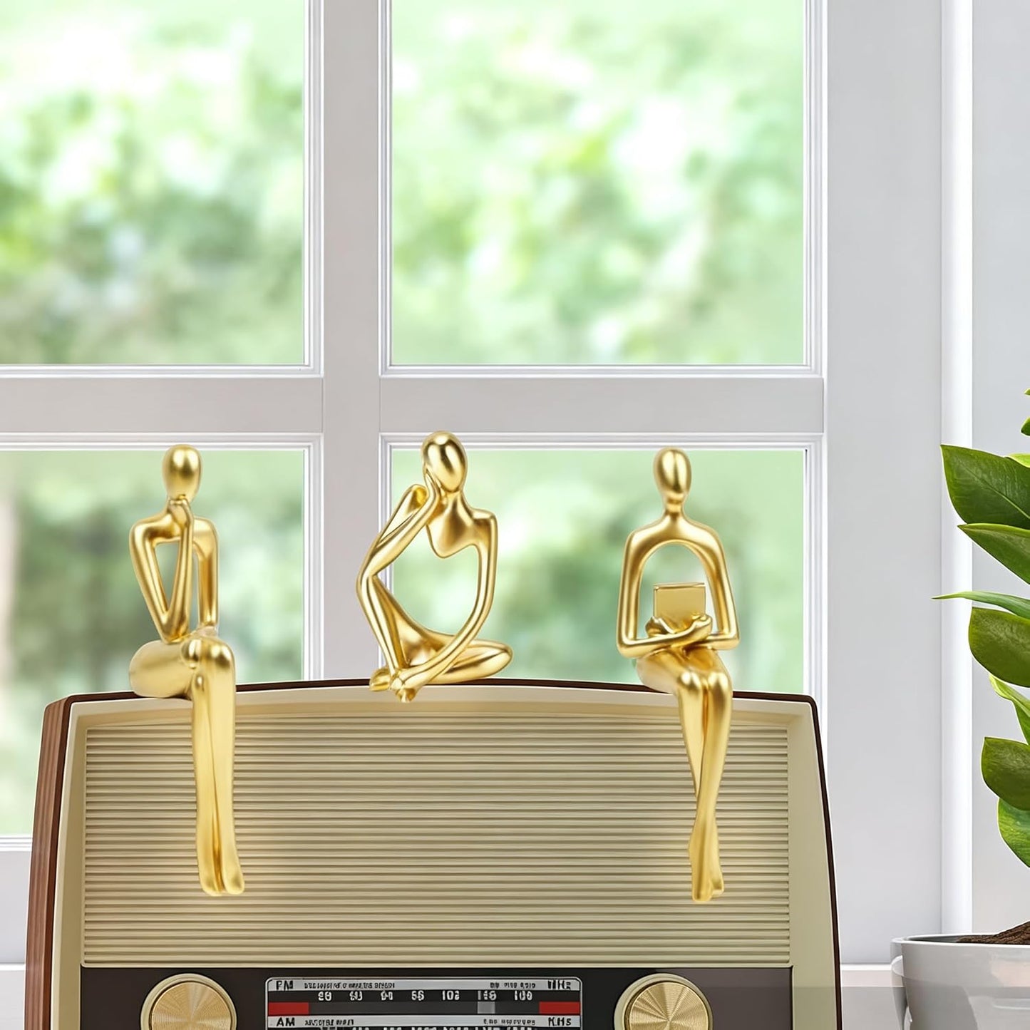 Home Decor Thinker Statue Accents / Gold / Small / Set of 3