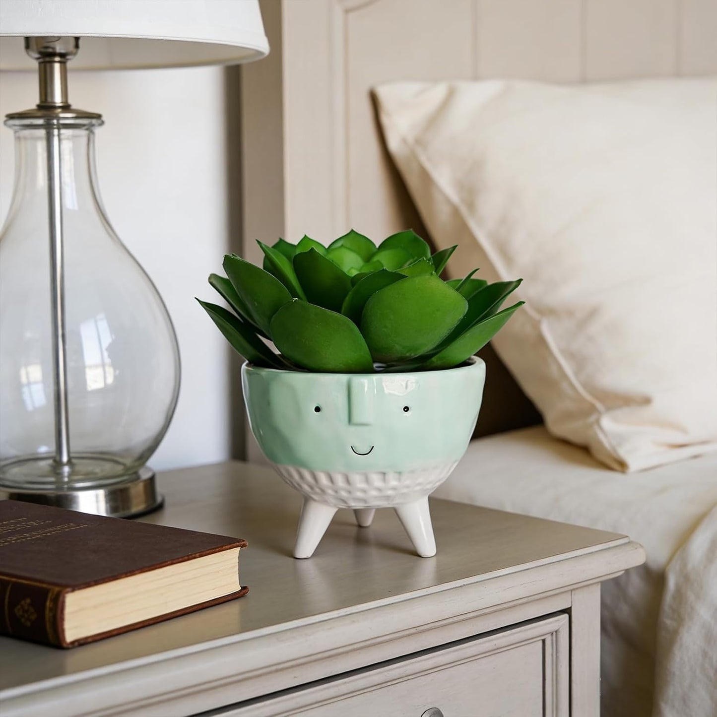 Artificial Plants / 7" Small Fake Succulent Plant in Ceramic Pot