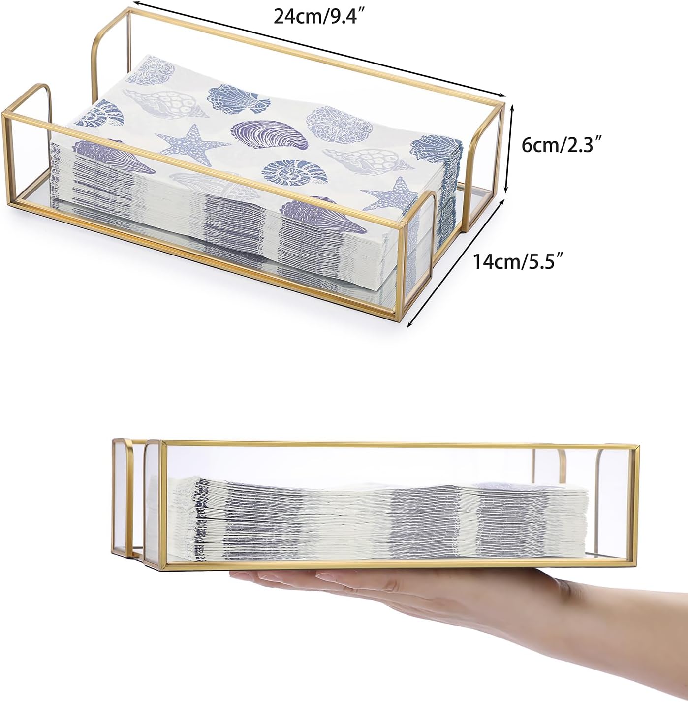 Napkin Holder / Napkin Holder Table / Gold / Glass