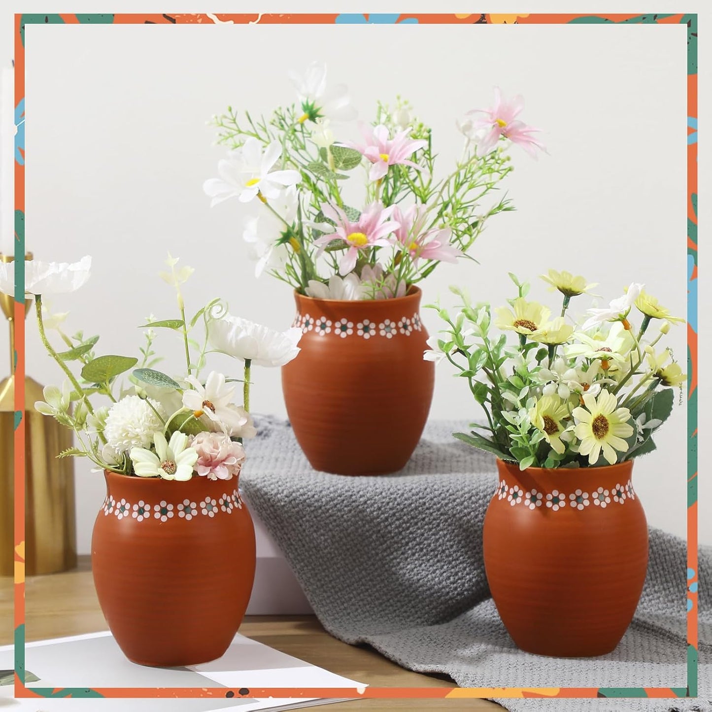 16oz Cantaritos De Barro Mexicanos Terracotta Vases Sets Mexican Ceramic Vases / Set of 6