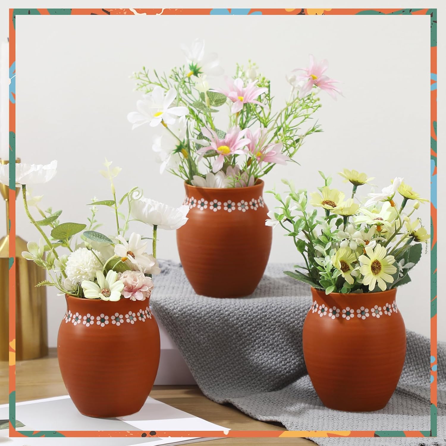16oz Cantaritos De Barro Mexicanos Terracotta Vases Sets Mexican Ceramic Vases / Set of 6