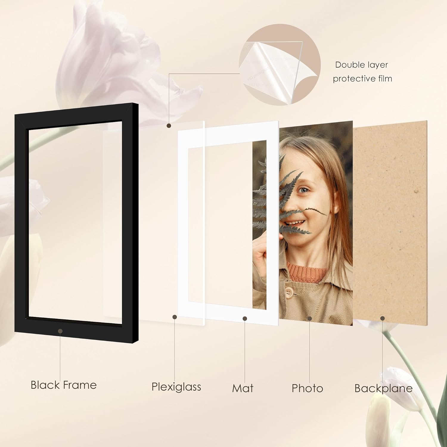 9x12 Picture Frame Sef of 10, for Wall Gallery Decor, Black | Display Pictures 6x8 with Mat or 9 x 12 Without Mat
